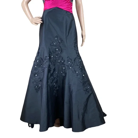 Mori Lee Pink and Black Maxi Dress - Picture 5 of 11